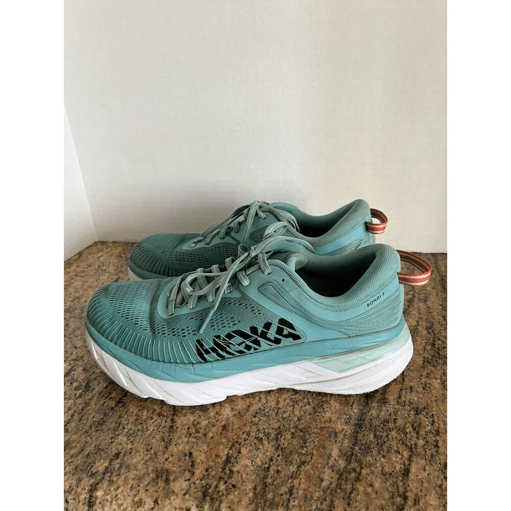 Hoka One One Bondi 7 Women's Aqua Blue Running Shoe Sz 9 Regular Width